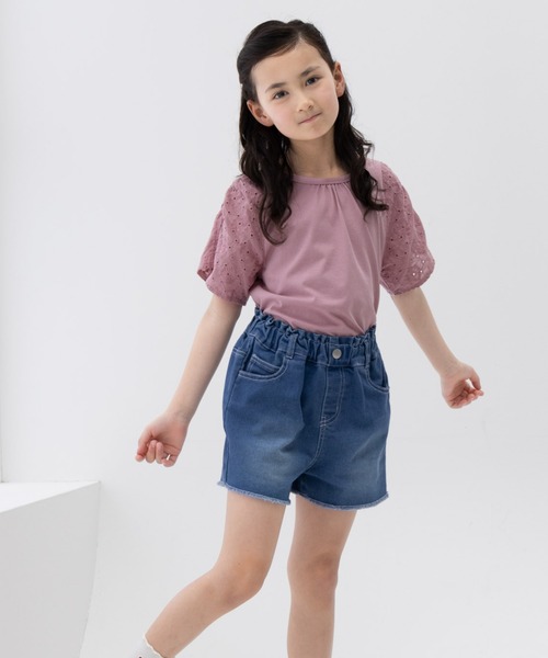 NAVY デニム裾フリンジショートパンツ（デニムパンツ）｜NAVY
