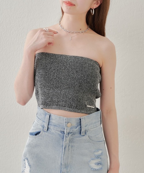 Chico（チコ）の「【新色追加】ラメチューブトップ（チューブトップ・レディース・ホワイト/ライム/ブルー/ブラック/ベージュ・FREE）」の13枚目の写真