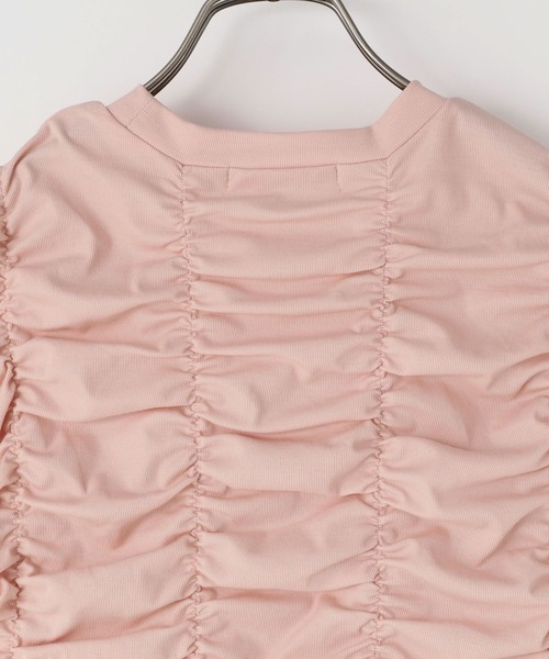 yuw(ユウ)の「シャーリングプルオーバー 113871(Tシャツ/カットソー・レディース・ピンク/ホワイト/ブラック・FREE)」の10枚目の写真