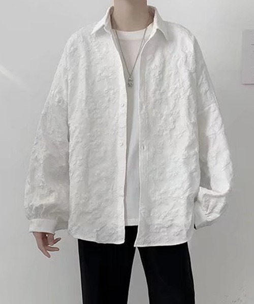 SHEPP(シープ)の「ビッグシルエット フラワー刺繍シャツ(シャツ/ブラウス・メンズ・ホワイト/ブラック・M/L/XL)」の7枚目の写真