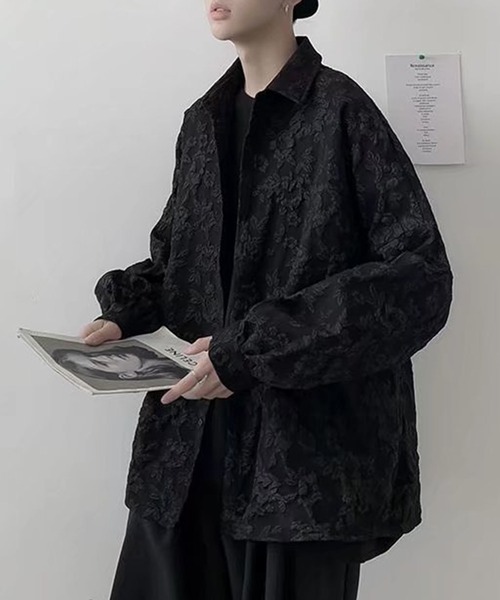 SHEPP(シープ)の「ビッグシルエット フラワー刺繍シャツ(シャツ/ブラウス・メンズ・ホワイト/ブラック・M/L/XL)」の8枚目の写真