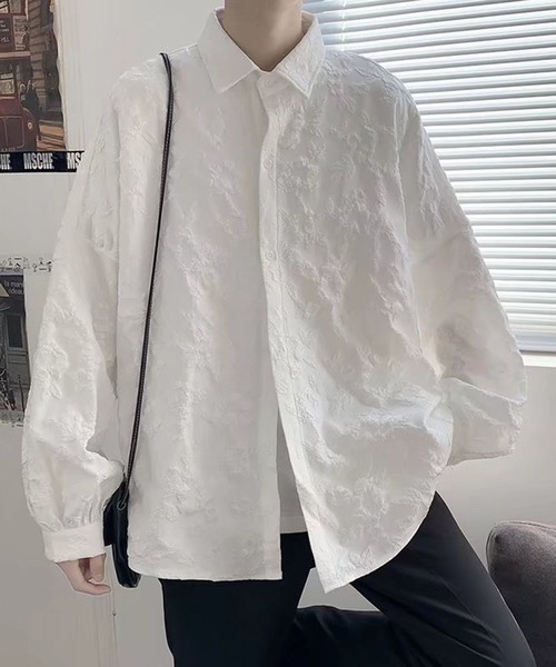 SHEPP(シープ)の「ビッグシルエット フラワー刺繍シャツ(シャツ/ブラウス・メンズ・ホワイト/ブラック・M/L/XL)」の6枚目の写真