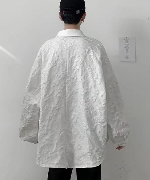 SHEPP(シープ)の「ビッグシルエット フラワー刺繍シャツ(シャツ/ブラウス・メンズ・ホワイト/ブラック・M/L/XL)」の5枚目の写真