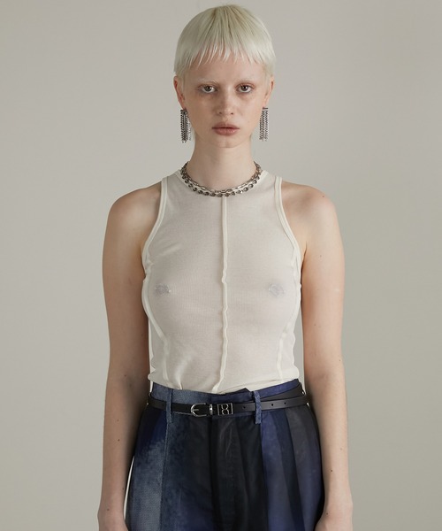 PRANK PROJECT(プランクプロジェクト)の「ガーゼレイヤードタンクトップ / Gauze Layered Tank Top(タンクトップ・レディース・ブルー/ブラック/グレイッシュベージュ・FREE)」の20枚目の写真