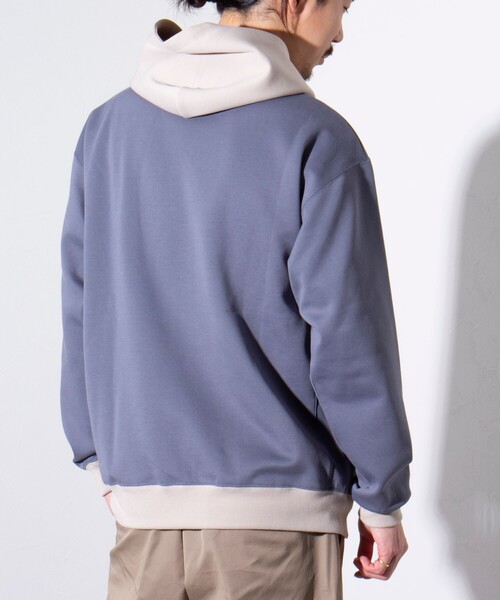 GLOSTER（グロスター）の「【GLOSTER/グロスター】フレンチブルドッグ刺繍  バイカラー パーカー（パーカー・メンズ・セージグリーン/チャコールグレー/グレイッシュベージュ/グレイッシュブルー・S/L/M）」の22枚目の写真