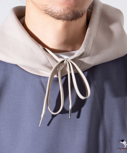 GLOSTER（グロスター）の「【GLOSTER/グロスター】フレンチブルドッグ刺繍  バイカラー パーカー（パーカー・メンズ・セージグリーン/チャコールグレー/グレイッシュベージュ/グレイッシュブルー・S/L/M）」の20枚目の写真