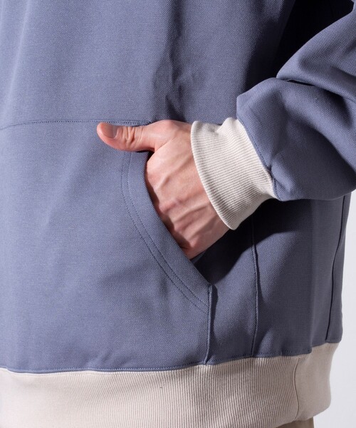 GLOSTER（グロスター）の「【GLOSTER/グロスター】フレンチブルドッグ刺繍  バイカラー パーカー（パーカー・メンズ・セージグリーン/チャコールグレー/グレイッシュベージュ/グレイッシュブルー・S/L/M）」の17枚目の写真