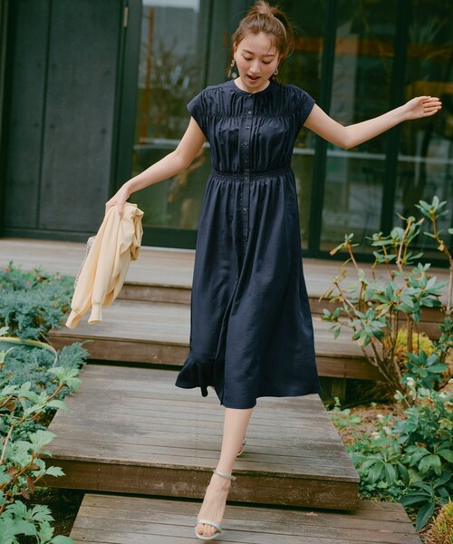 ANY SIS(エニィスィス)の「【撥水】シャーリングシャツ ワンピース(シャツワンピース・レディース・ダルブルー系/ライトイエロー系/ネイビー系・0)」の4枚目の写真