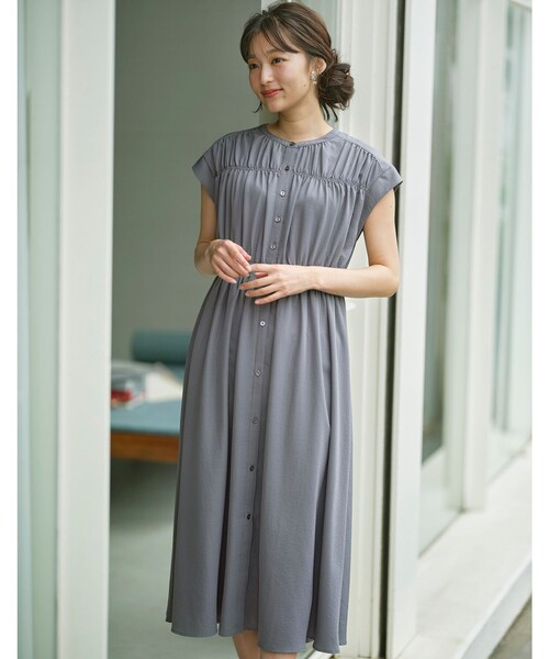 ANY SIS(エニィスィス)の「【撥水】シャーリングシャツ ワンピース(シャツワンピース・レディース・ダルブルー系/ライトイエロー系/ネイビー系・0)」の5枚目の写真