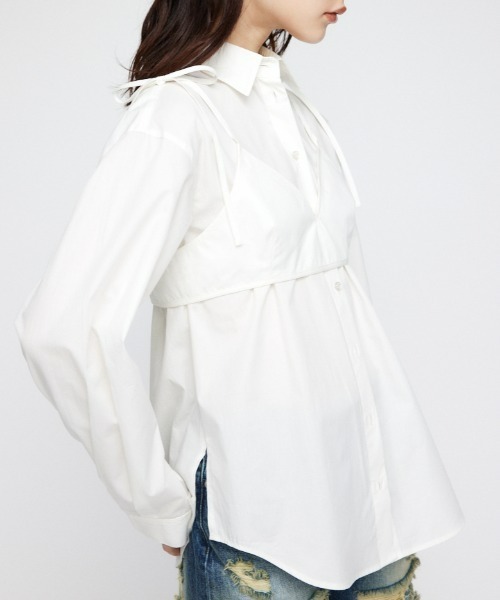 LAGUA GEM(ラグアジェム)の「2PIECE OVER シャツ(シャツ/ブラウス・レディース・ホワイト/チャコールグレー・FREE)」の2枚目の写真