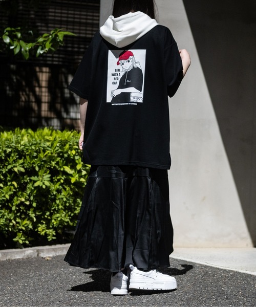 Red Cap Girl(レッドキャプガール)の「【a-r】〔Red Cap Girl/レッドキャップガール〕とろみポンチ バックイラスト 配色フード Tシャツ(パーカー・メンズ・ホワイト/ライトグレー/ブラック/ブルー/ライトグレー系/グリーン/ピンク/ホワイト系/ブラック系/チャコールグレー・MEDIUM/LARGE)」の21枚目の写真