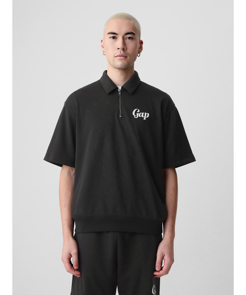 GAP - GAP ロゴ スウェット 1/4ジップアップ プルオーバー ユニセックス S GAPロゴ 1/4ジップアップ プルオーバー(ユニセックス)｜ギャップ