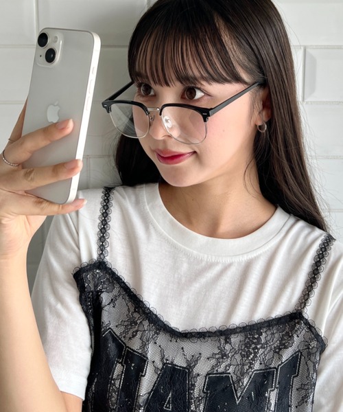 √nuage(ルートニュアージュ)の「ハーフメタルフレーム伊達メガネ(メガネ・レディース・その他1/ブラック・FREE)」の3枚目の写真
