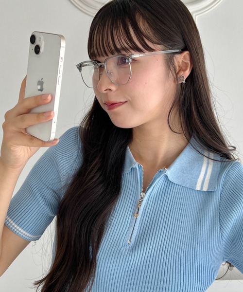 √nuage(ルートニュアージュ)の「ハーフメタルフレーム伊達メガネ(メガネ・レディース・その他1/ブラック・FREE)」の7枚目の写真