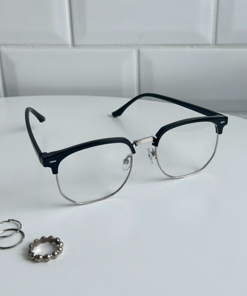 √nuage(ルートニュアージュ)の「ハーフメタルフレーム伊達メガネ(メガネ・レディース・その他1/ブラック・FREE)」の5枚目の写真