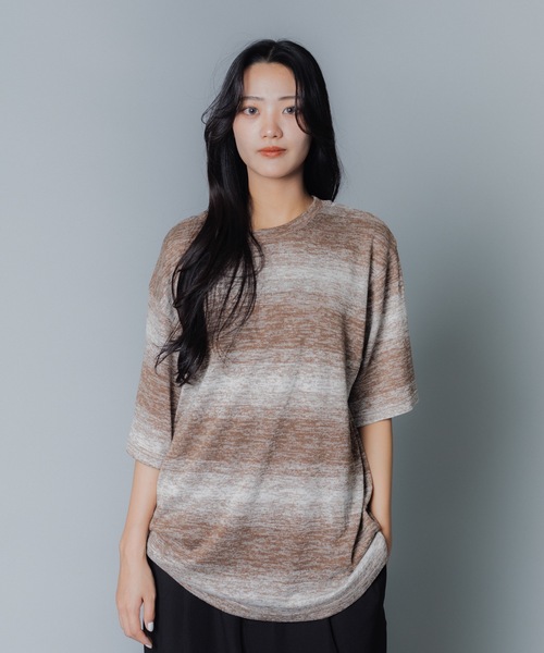 MandO(エムオー)(エムオー)の「【MandO】グラデーションリラックスTシャツ(Tシャツ/カットソー・メンズ・ブラウン/ネイビー/ブラック・LARGE/MEDIUM)」の9枚目の写真