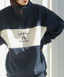 【GERRY/ジェリー】裏起毛 ワンポイント刺繍ロゴ ハーフジップスウェット