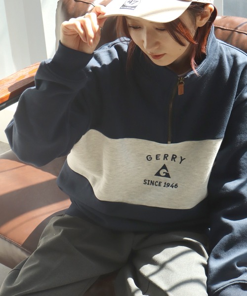 GERRY（ジェリー）の「【GERRY/ジェリー】裏起毛 ワンポイント刺繍ロゴ ハーフジップスウェット（スウェット・メンズ・ネイビー/ダークグレー/アッシュグレー・L/M/LL）」の5枚目の写真