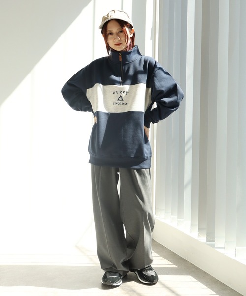 GERRY（ジェリー）の「【GERRY/ジェリー】裏起毛 ワンポイント刺繍ロゴ ハーフジップスウェット（スウェット・メンズ・ネイビー/ダークグレー/アッシュグレー・L/M/LL）」の10枚目の写真