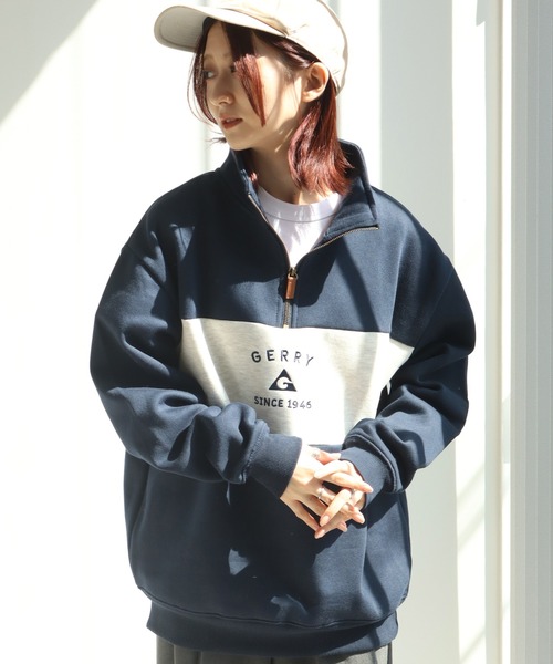 GERRY（ジェリー）の「【GERRY/ジェリー】裏起毛 ワンポイント刺繍ロゴ ハーフジップスウェット（スウェット・メンズ・ネイビー/ダークグレー/アッシュグレー・L/M/LL）」の6枚目の写真