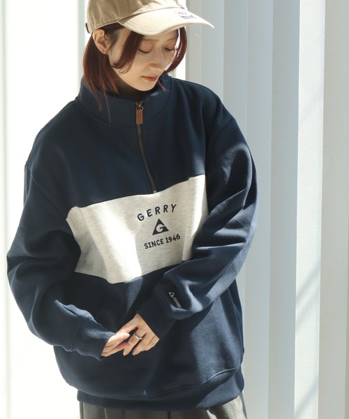 GERRY（ジェリー）の「【GERRY/ジェリー】裏起毛 ワンポイント刺繍ロゴ ハーフジップスウェット（スウェット・メンズ・ネイビー/ダークグレー/アッシュグレー・L/M/LL）」の8枚目の写真