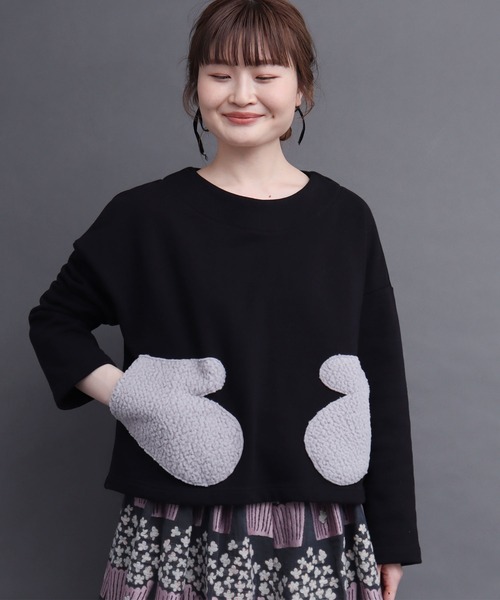 peu pres（プープレ）の「裏毛ミトンポッケPO（スウェット・レディース・ブラック/アイボリー・FREE）」の2枚目の写真