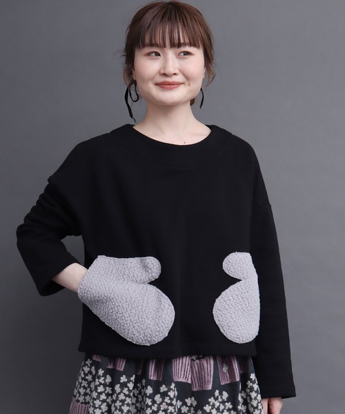 peu pres（プープレ）の「裏毛ミトンポッケPO（スウェット・レディース・ブラック/アイボリー・FREE）」の7枚目の写真