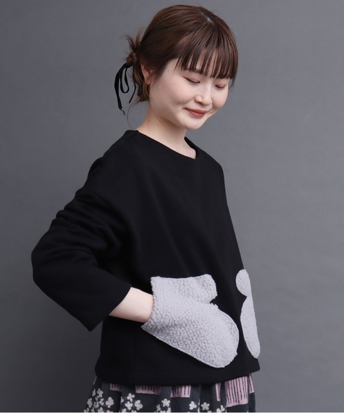 peu pres（プープレ）の「裏毛ミトンポッケPO（スウェット・レディース・ブラック/アイボリー・FREE）」の3枚目の写真