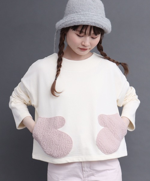 peu pres（プープレ）の「裏毛ミトンポッケPO（スウェット・レディース・ブラック/アイボリー・FREE）」の8枚目の写真