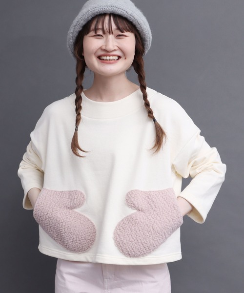 peu pres（プープレ）の「裏毛ミトンポッケPO（スウェット・レディース・ブラック/アイボリー・FREE）」の10枚目の写真