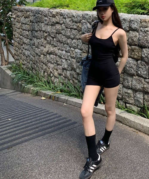 meJane（ミージェーン）の「キャミショートロンパース（つなぎ/オールインワン・レディース・ブラック・FREE）」の2枚目の写真