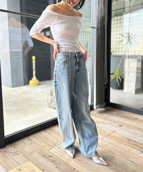 Kotoe（コトエ）の「2WAY ハーフスリーブ 五分袖 オフショルダーカットソー（Tシャツ/カットソー・レディース・ホワイト/ブラック/レッド/グレー/オレンジ・FREE）」の8枚目の写真