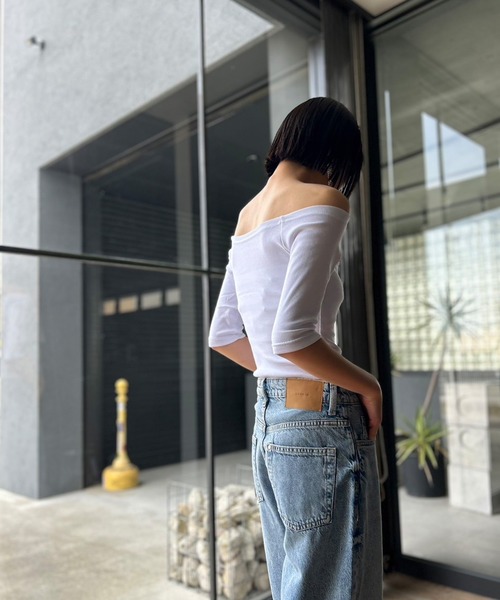 Kotoe（コトエ）の「2WAY ハーフスリーブ 五分袖 オフショルダーカットソー（Tシャツ/カットソー・レディース・ホワイト/ブラック/レッド/グレー/オレンジ・FREE）」の10枚目の写真