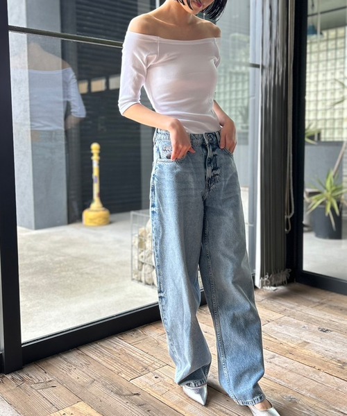 Kotoe（コトエ）の「2WAY ハーフスリーブ 五分袖 オフショルダーカットソー（Tシャツ/カットソー・レディース・ホワイト/ブラック/レッド/グレー/オレンジ・FREE）」の12枚目の写真