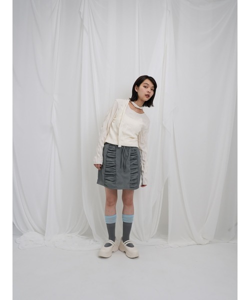 Enewd nina（エニュードニーナ）の「【ZOZO限定】ダブルギャザー ミニスカート（スカート・レディース・ブラック/グレー・FREE）」の7枚目の写真
