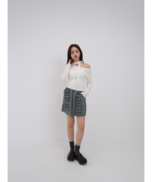 Enewd nina（エニュードニーナ）の「【ZOZO限定】ダブルギャザー ミニスカート（スカート・レディース・ブラック/グレー・FREE）」の14枚目の写真