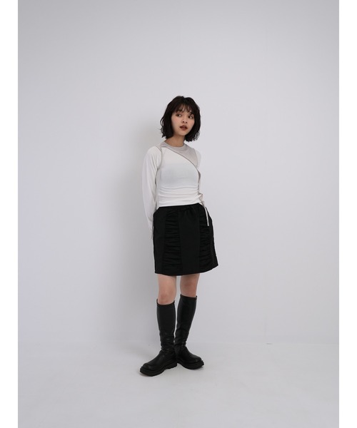 Enewd nina（エニュードニーナ）の「【ZOZO限定】ダブルギャザー ミニスカート（スカート・レディース・ブラック/グレー・FREE）」の3枚目の写真