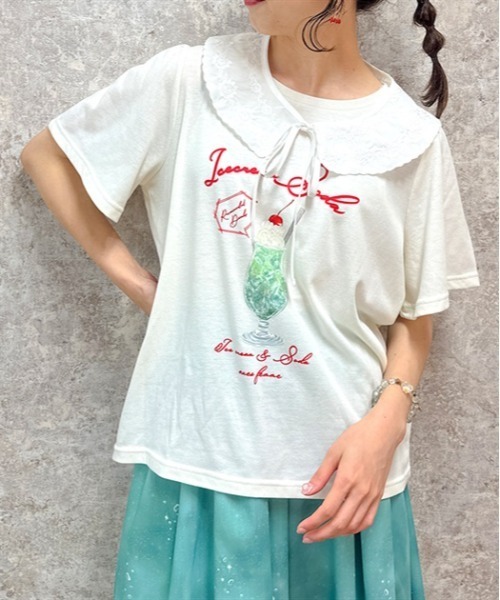 セール】襟付クリームソーダ柄Tシャツ（Tシャツ/カットソー