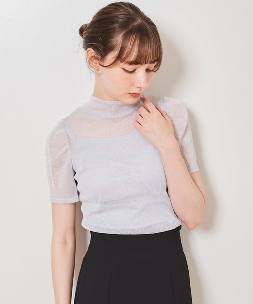 31 Sons de mode（トランテアン　ソン　ドゥ　モード）の「キャミセット２ＷＡＹボウタイシアーラメトップス（Tシャツ/カットソー・レディース・ピンク/ライトグリーン/ブラック/オフホワイト・36）」の16枚目の写真