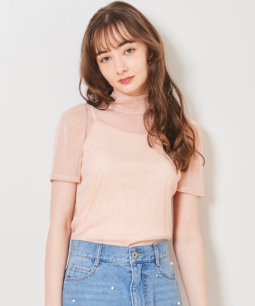 31 Sons de mode（トランテアン　ソン　ドゥ　モード）の「キャミセット２ＷＡＹボウタイシアーラメトップス（Tシャツ/カットソー・レディース・ピンク/ライトグリーン/ブラック/オフホワイト・36）」の5枚目の写真