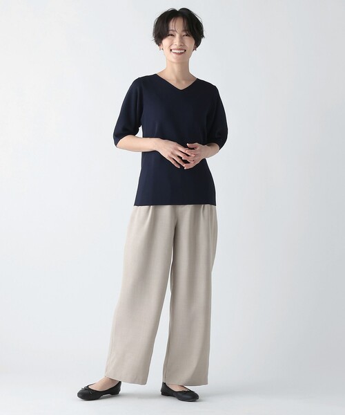 Afternoon Tea(アフタヌーンティー)の「ドライタッチVネックプルオーバー(ニット/セーター・レディース・グリーン/ネイビー・MEDIUM)」の5枚目の写真