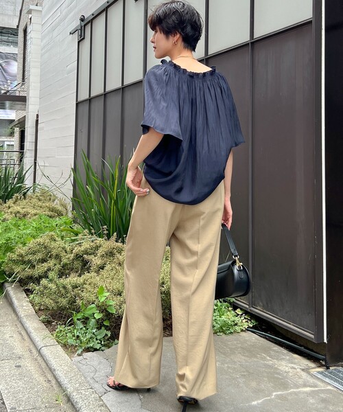 NOLLEY’S(ノーリーズ)の「ウォッシャブルイージードロストワイドパンツ(その他パンツ・レディース・チャコールグレー/キャメル/キナリ/ミント/ブラック・38/36/34)」の9枚目の写真