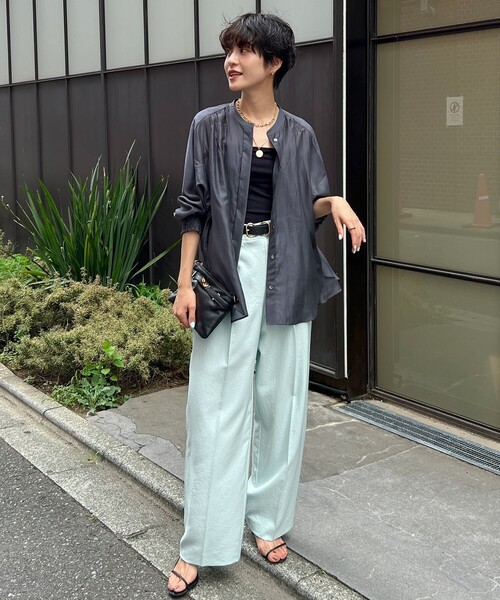 NOLLEY’S(ノーリーズ)の「ウォッシャブルイージードロストワイドパンツ(その他パンツ・レディース・チャコールグレー/キャメル/キナリ/ミント/ブラック・38/36/34)」の19枚目の写真