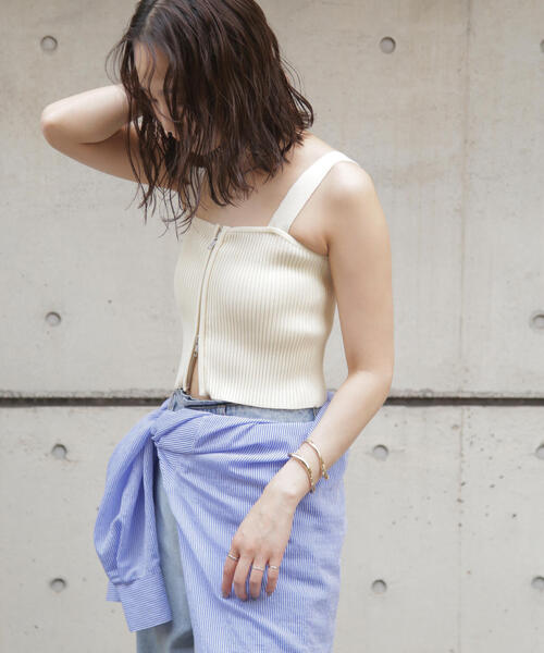 FREE'S MART（フリーズマート）の「◆ダブルジップニットビスチェ（ニット/セーター・レディース・ホワイト/ブラック/ライトグリーン・FREE）」の17枚目の写真