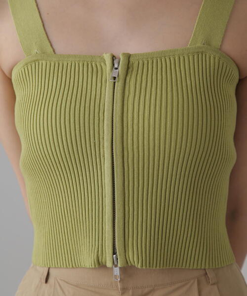 FREE'S MART（フリーズマート）の「◆ダブルジップニットビスチェ（ニット/セーター・レディース・ホワイト/ブラック/ライトグリーン・FREE）」の8枚目の写真