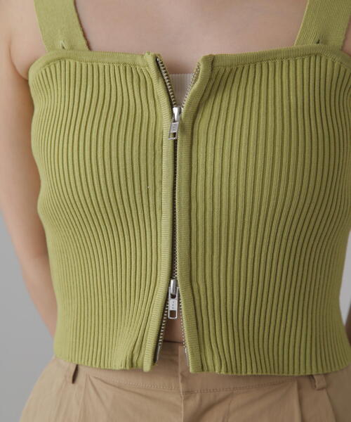 FREE'S MART（フリーズマート）の「◆ダブルジップニットビスチェ（ニット/セーター・レディース・ホワイト/ブラック/ライトグリーン・FREE）」の9枚目の写真