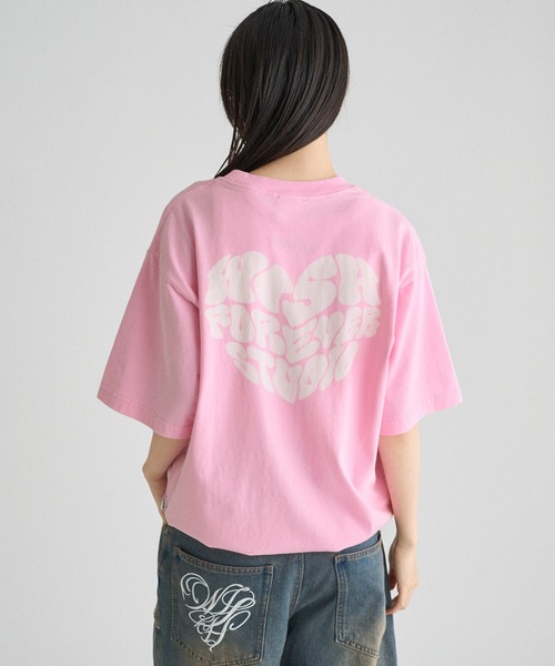 WISH FOR EVER(ウィッシュフォーエバー)の「DRAW CODE HEART BACK PRINT T/ドローコードハートバックプリントT(Tシャツ/カットソー・メンズ・ネイビー/ピンク/レッド/ホワイト・MEDIUM/LARGE)」の3枚目の写真