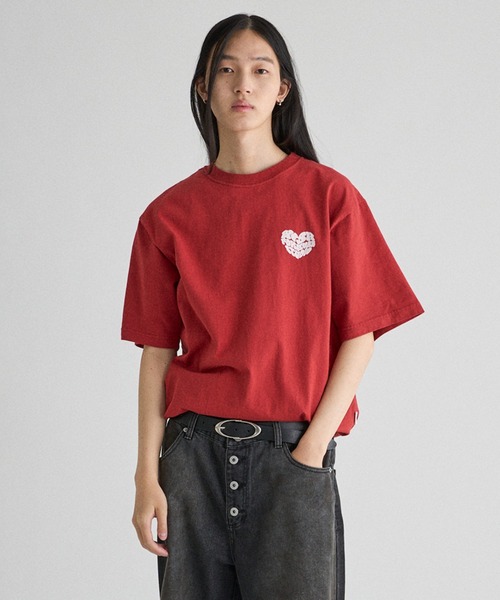 セール】DRAW CODE HEART BACK PRINT T/ドローコードハート