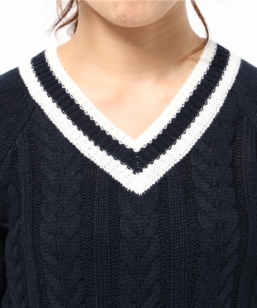 WEGO（ウィゴー）の「WEGO/チルデンニット（ニット/セーター・レディース・ネイビー/オフホワイト/グレー・FREE）」の7枚目の写真
