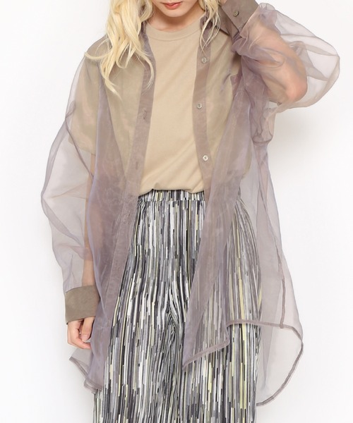 PUNYUS（プニュズ）の「オーガンジーシャツ（シャツ/ブラウス・レディース・ブラウン/ホワイト/ブラック・1/2/3/4）」の3枚目の写真